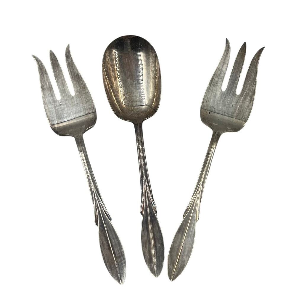 Vtg Rogers Mfg El California Silverplate Flatware Serving Forks Casserole Spoon